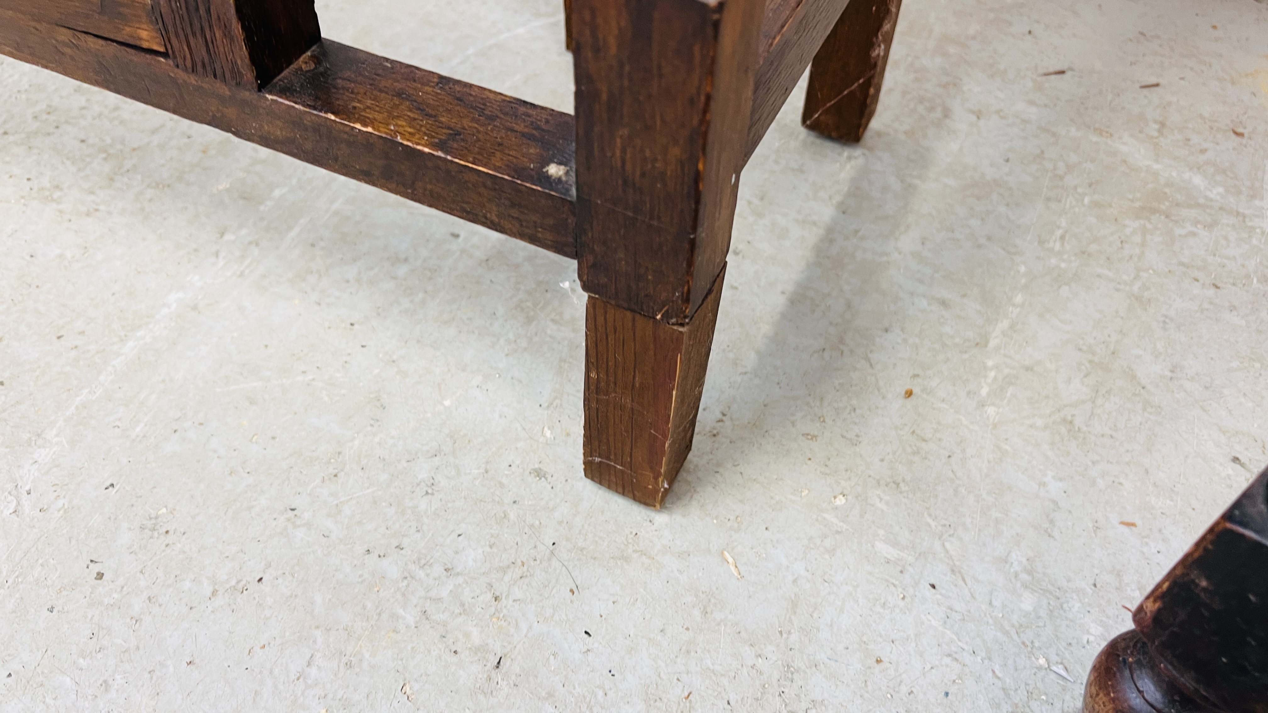 PAIR OF OAK BARLEY TWIST ELBOW CHAIRS WITH RATTAN WORK TO BACK PANELS AND SMALL OAK BARLEY TWIST - Image 13 of 14