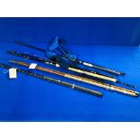 COLLECTION OF 4 VARIOUS FISHING RODS TO INCLUDE 3 PIECE MILBRO CLASSIC MATCH 12FT ROD,