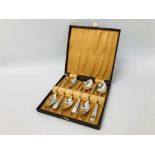 A CASED CONTAINING 6 SILVER TEASPOONS (NOT A MATCHING SET).