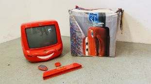 A BOXED DISNEY PIXAR "CARS" 14" TELEVISION WITH BUILT IN DVD PLAYER - SOLD AS SEEN