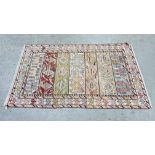 PERSIAN FLAT WEAVE RUG WOVEN WITH PROFUS BIRDS - L 202CM X W 124CM.