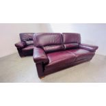 A PAIR OF BARDI ITALIAN OXBLOOD LEATHER SOFA'S - THREE SEATER AND TWO SEATER.