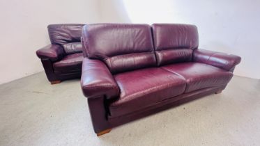 A PAIR OF BARDI ITALIAN OXBLOOD LEATHER SOFA'S - THREE SEATER AND TWO SEATER.