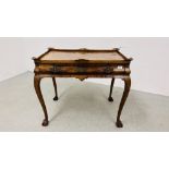 AN ANTIQUE DUTCH WALNUT SIDE TABLE IN C18TH STYLE, TRAY TOP,