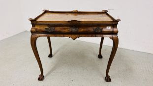 AN ANTIQUE DUTCH WALNUT SIDE TABLE IN C18TH STYLE, TRAY TOP,