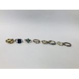 EIGHT ASSORTED SILVER RINGS