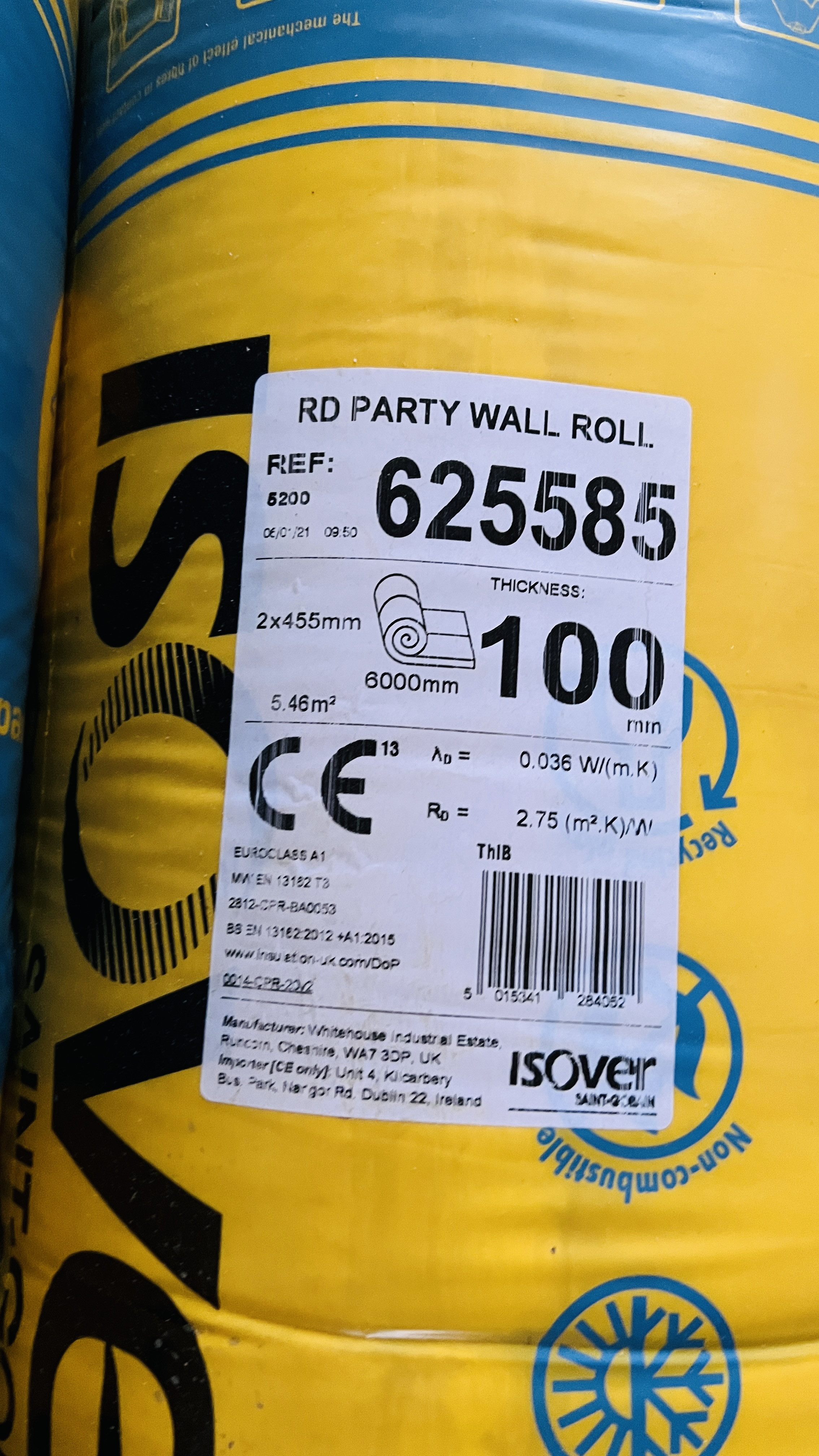 6 X ROLLS ISOVER 100MM RD PARTY WALL INSULATION. - Image 2 of 2