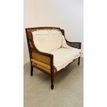 AN EDWARDIAN MAHOGANY COMPANION COUCH FOR RESTORATION WIDTH 117CM.