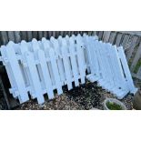 9 X SECTIONS OF UPVC FREESTANDING PICKET FENCING HEIGHT 82CM APPROX OVERALL LENGTH 1275M.