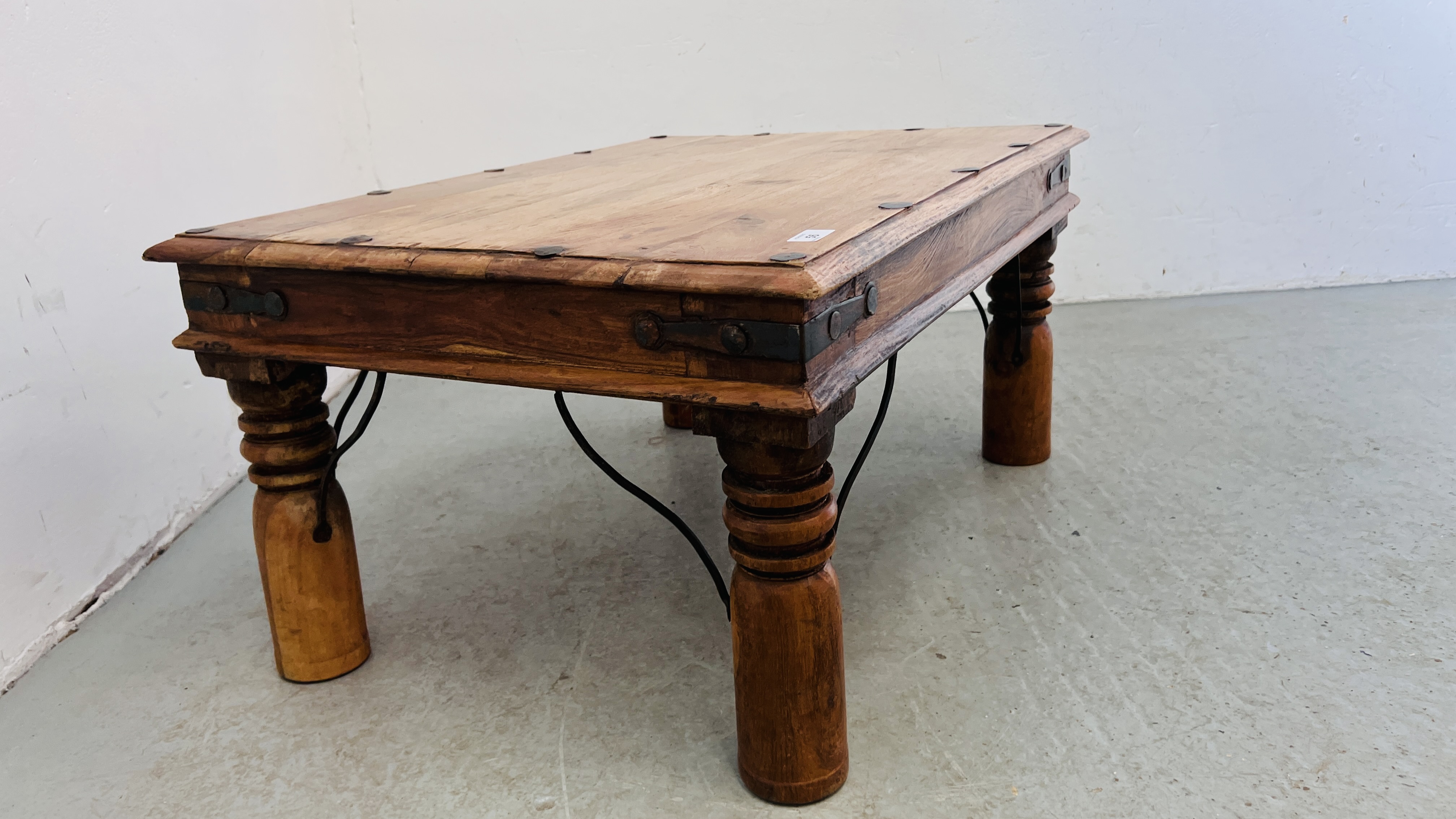 HARDWOOD RUSTIC COFFEE TABLE - L 80CM. W 60CM. H 40CM. - Image 3 of 5