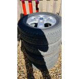 A SET OF FOUR ALUMINIUM WHEELS AND TYRES (TYRES 215 / 70 R 15C) - IMPORTANT NOTE - FOR OFF ROAD USE