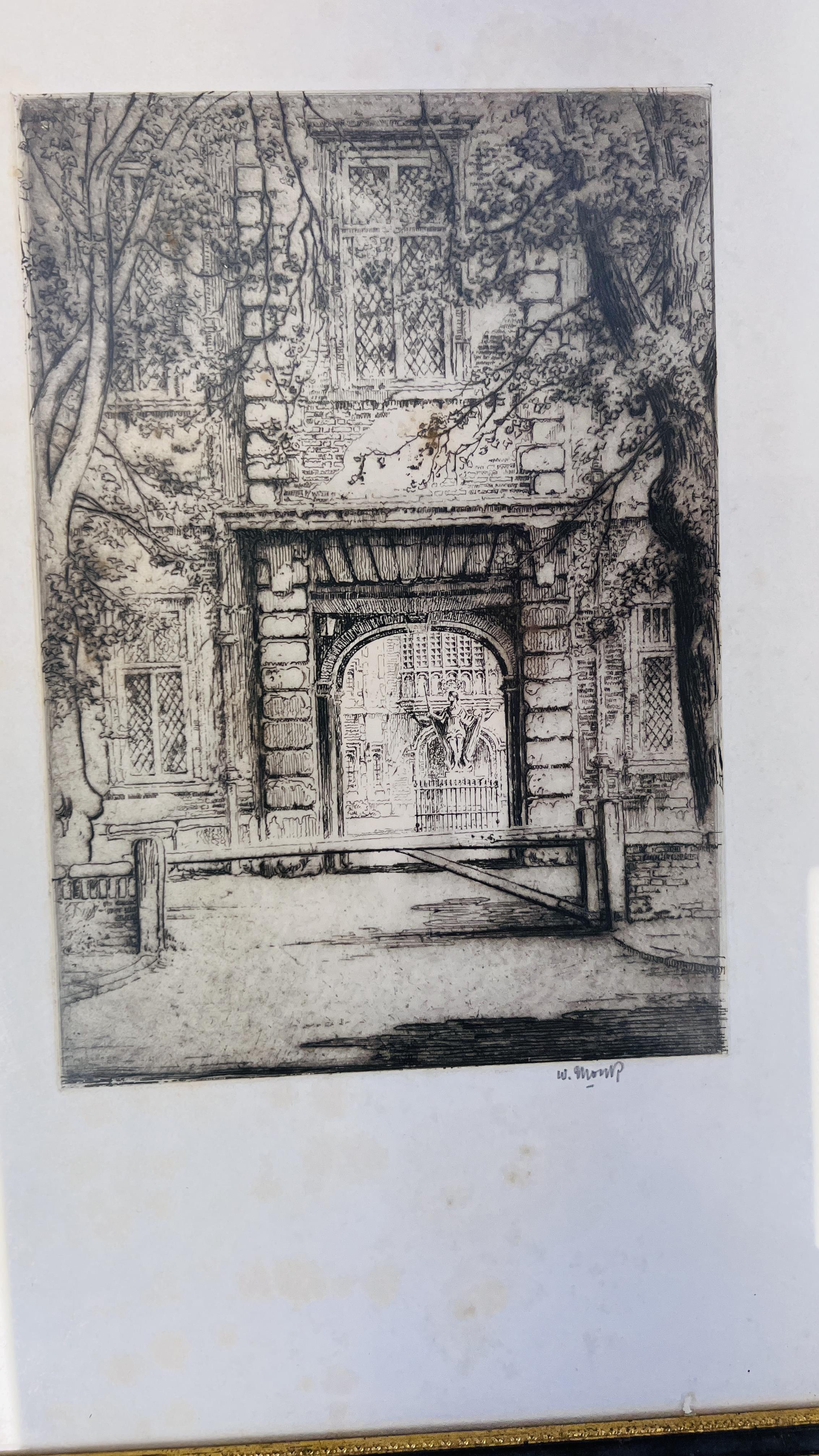 A GROUP OF NINE FRAMED ETCHINGS AND ENGRAVINGS TO INCLUDE NORWICH CATHEDRAL, ARCHITECTURAL ETC. - Image 10 of 11
