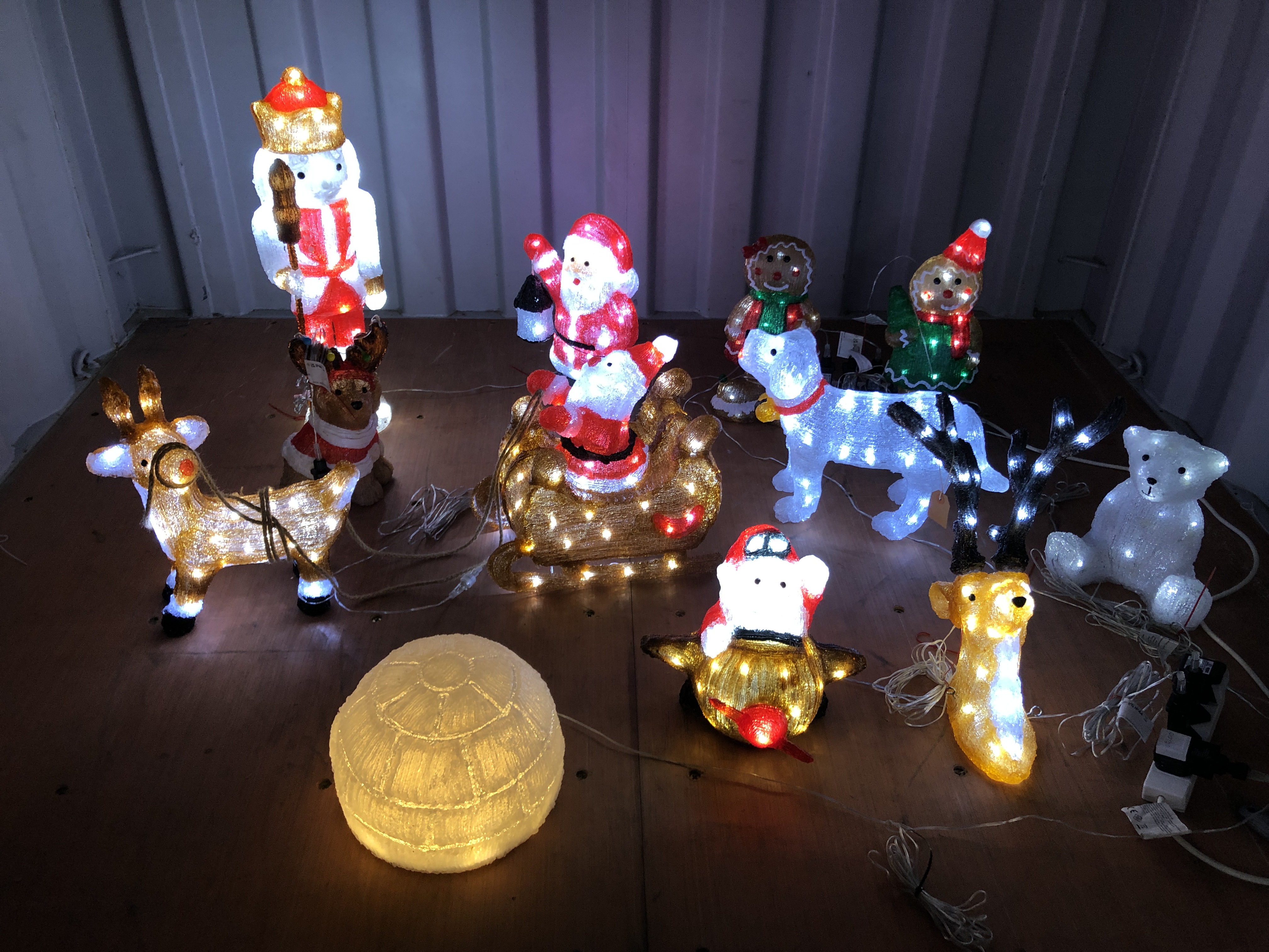 A COLLECTION OF 12 CHRISTMAS LED LIGHT DECORATIONS TO INCLUDE FATHER CHRISTMAS,