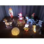 A COLLECTION OF 12 CHRISTMAS LED LIGHT DECORATIONS TO INCLUDE FATHER CHRISTMAS,
