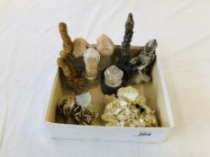 A COLLECTION OF APPROX 9 CRYSTAL AND MINERAL ROCK EXAMPLES TO INCLUDE CALCITE IGLOO MINA PEREGRINA