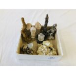 A COLLECTION OF APPROX 9 CRYSTAL AND MINERAL ROCK EXAMPLES TO INCLUDE CALCITE IGLOO MINA PEREGRINA