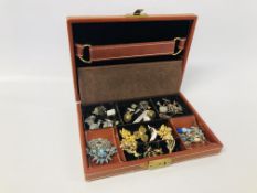 A CASE OF LADIES AND GENT'S JEWELLERY, BROOCHES, CUFF LINKS ETC.