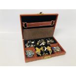 A CASE OF LADIES AND GENT'S JEWELLERY, BROOCHES, CUFF LINKS ETC.