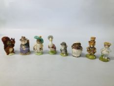 COLLECTION OF 8 X BESWICK BEATRIX POTTER CABINET ORNAMENTS TO INCLUDE 3 GOLD LABELS JEMIMA PUDDLE