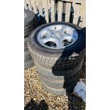 A SET OF FOUR ALUMINIUM WHEELS AND TYRES (TYRES 205 / 65 R 15 995) - IMPORTANT NOTE - FOR OFF ROAD