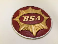 (R) BSA MOTORCYCLE PLAQUE RED