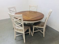 A MODERN CIRCULAR DINING TABLE COMPLETE WITH 4 CHAIRS