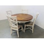 A MODERN CIRCULAR DINING TABLE COMPLETE WITH 4 CHAIRS