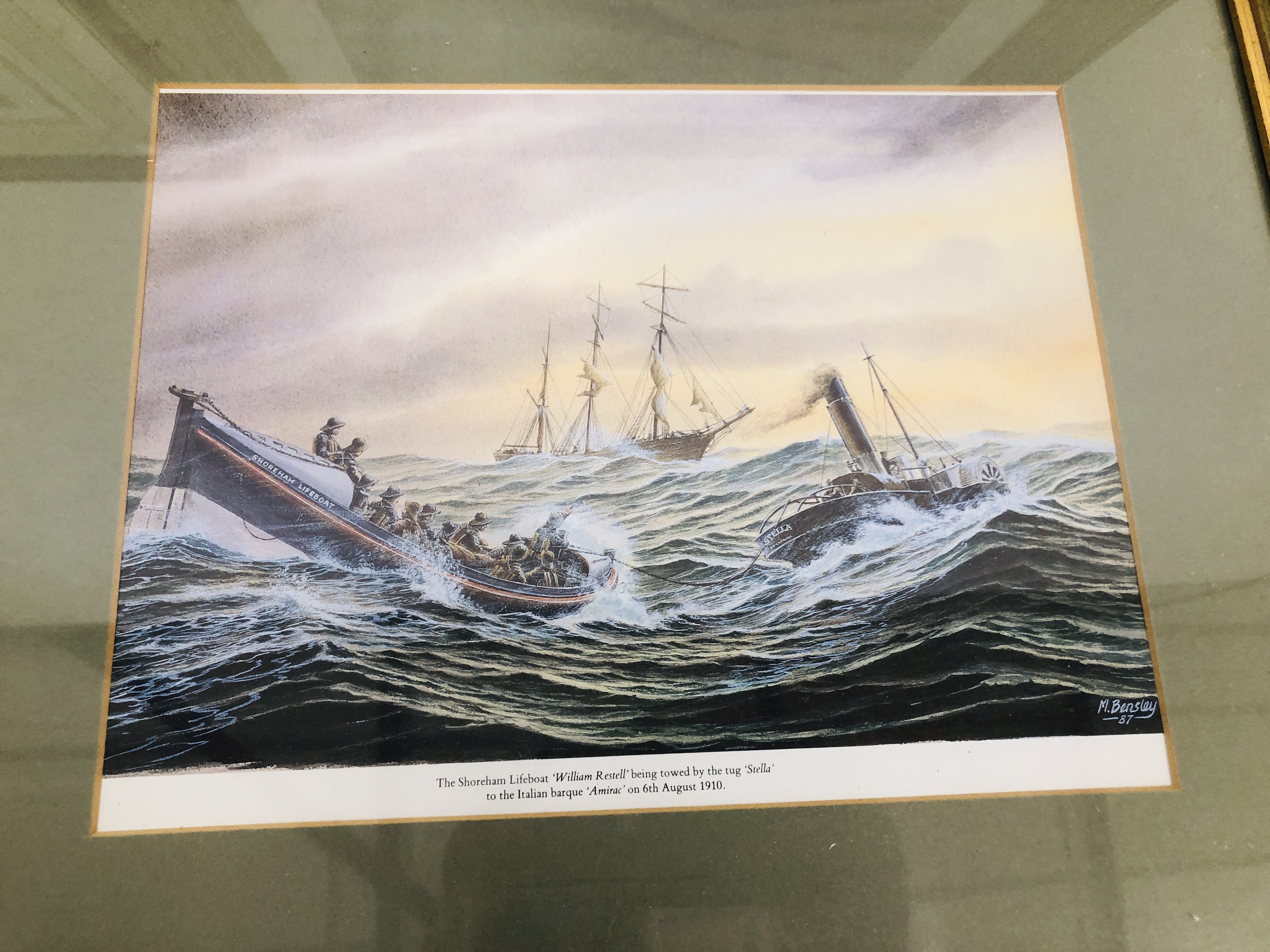 FOUR MICK BENSLEY LIFEBOAT RESCUE PRINTS TO INCLUDE SHOREHAM, CAISTER, - Image 2 of 7