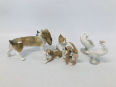 A COLLECTION OF LLADRO TO INCLUDE A PAIR OF GEESE,