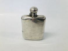 VINTAGE SILVER HIP FLASK, BEARING INITIALS J.D.