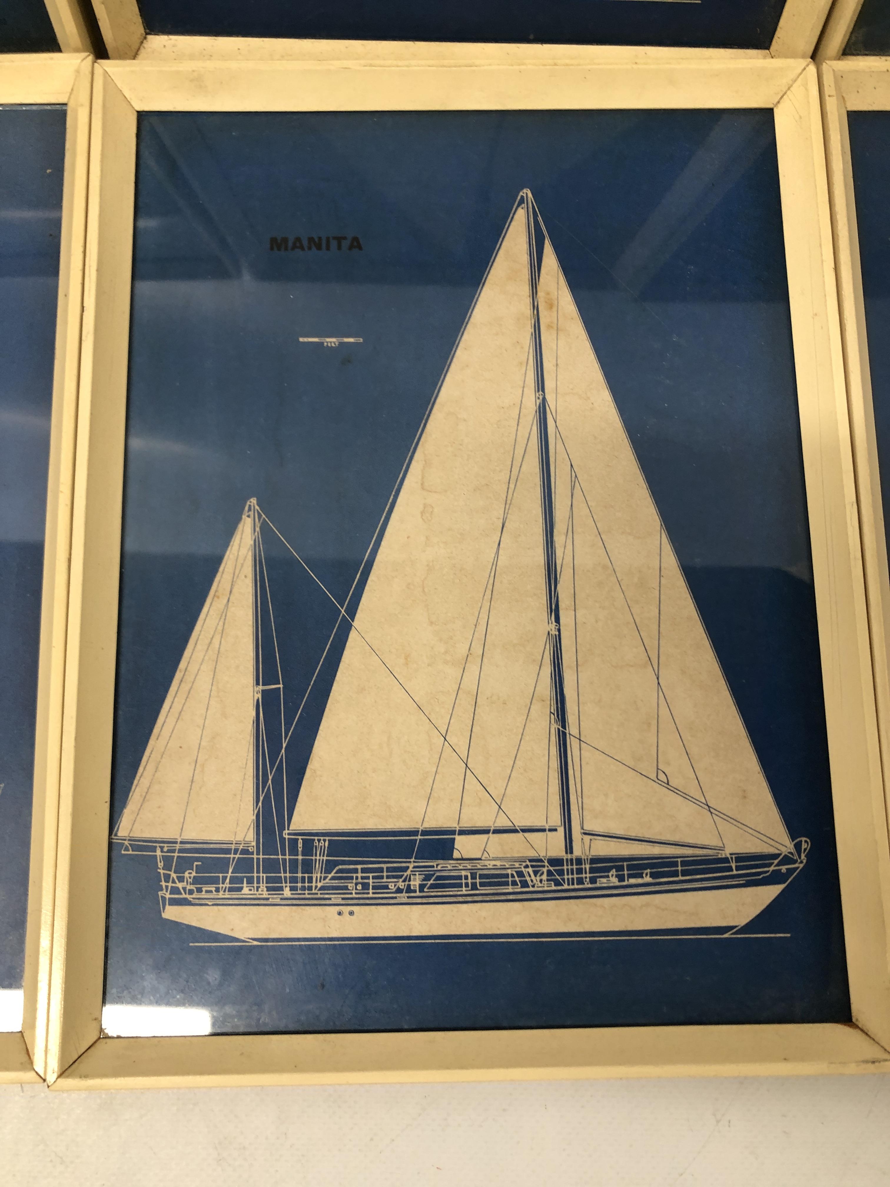 VINTAGE 6 X SET OF WHITE FRAMED PRINTS OF YACHTS APPROX 23 X 30 EACH. - Image 3 of 8