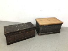 2 X VINTAGE WOODEN TOOLS CHEST.