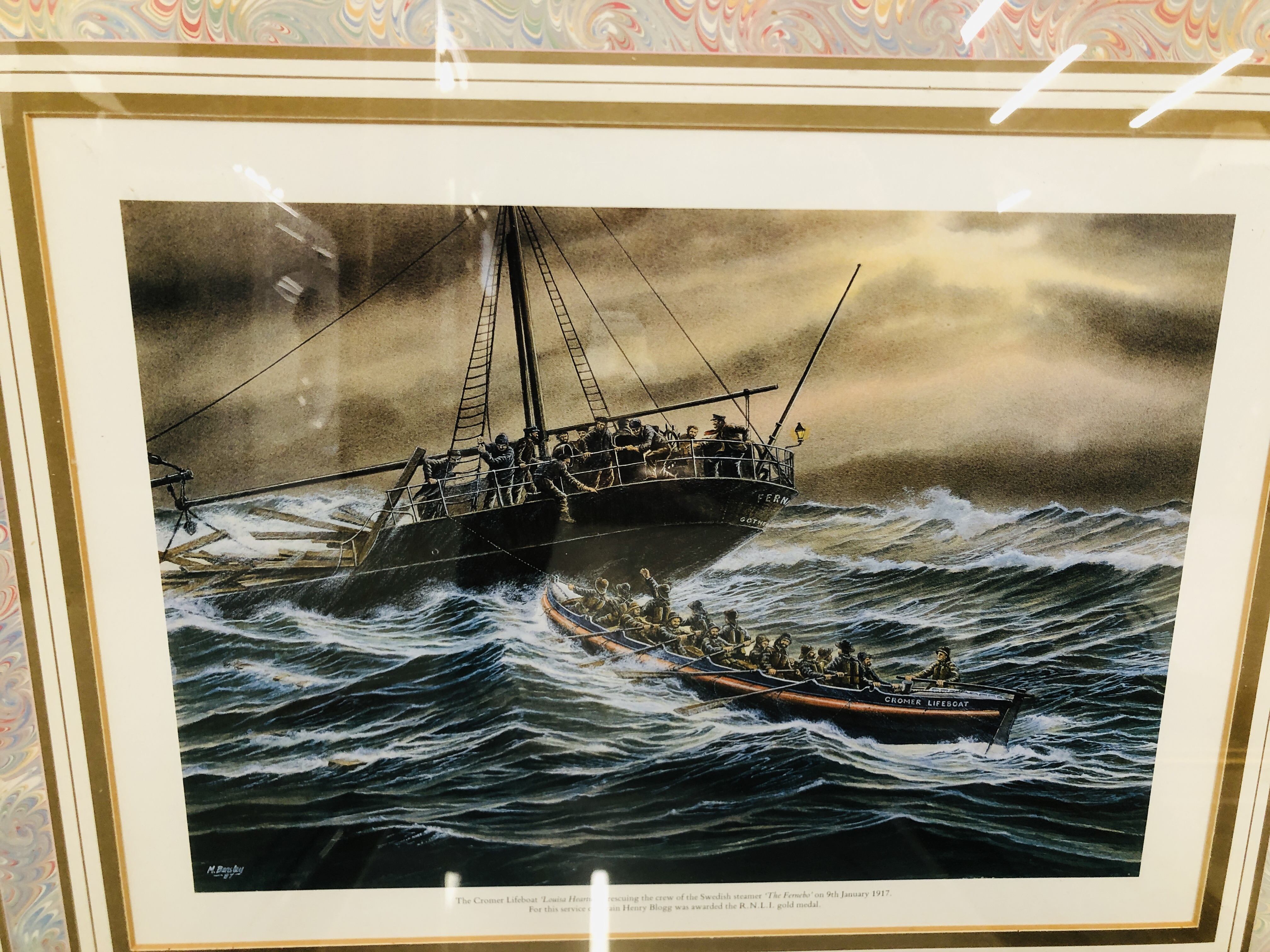 FOUR MICK BENSLEY LIFEBOAT RESCUE PRINTS TO INCLUDE SHOREHAM, CAISTER, - Image 6 of 7