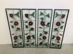 4 X STAINED GLASS SEALED PANELS