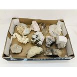 A COLLECTION OF APPROX 11 CRYSTAL AND MINERAL ROCK EXAMPLES TO INCLUDE CALCITE IGLOO MINA PEREGRINA