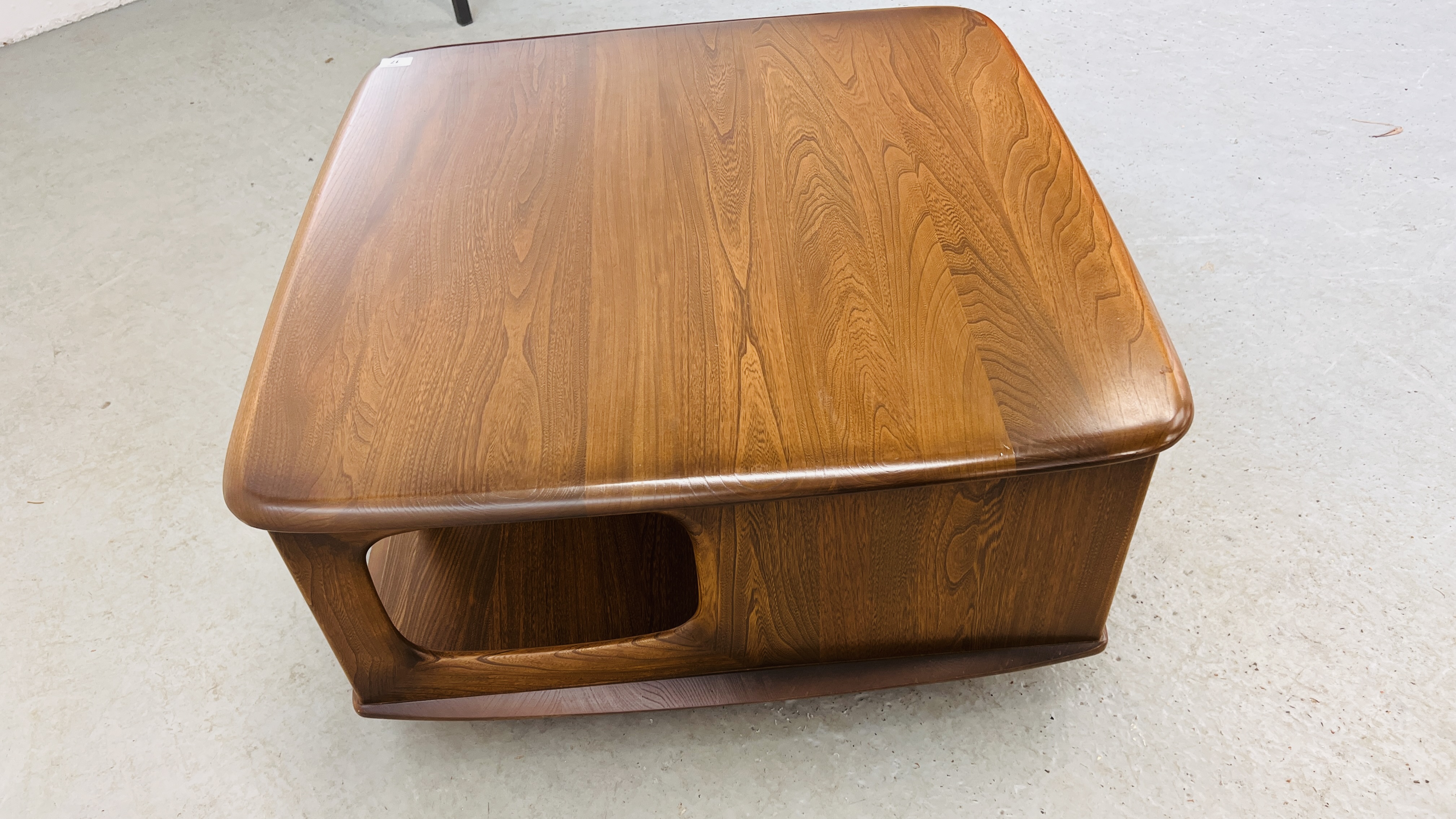 MID CENTURY ERCOL GOLDEN DAWN PANDORAS BOX COFFEE TABLE WITH TWO DRAWERS W 80CM, D 80CM, H 40CM. - Image 7 of 10