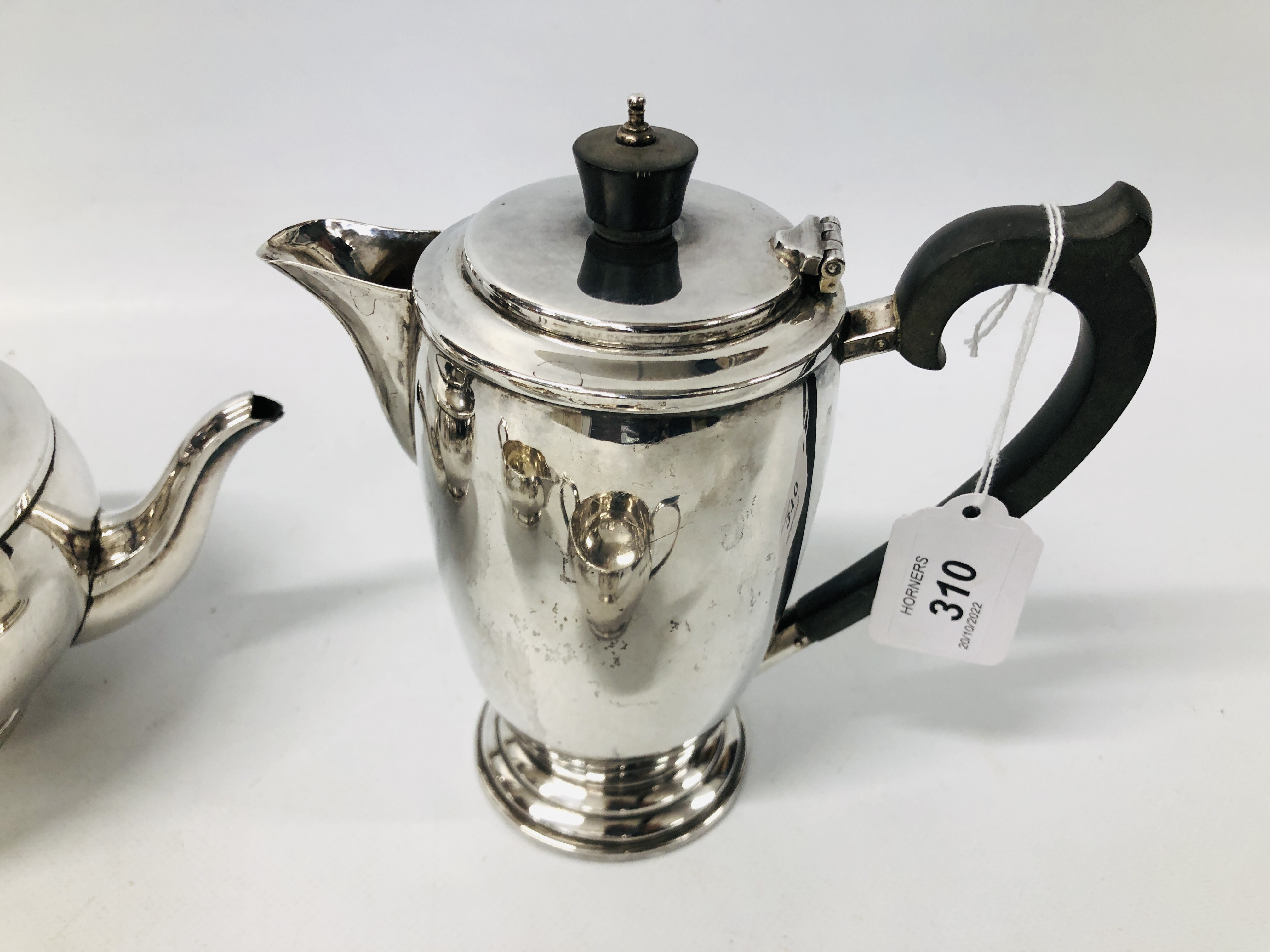 FOUR PIECE SILVER TEASET BIRMINGHAM 1945 MAKER G.B & Co (G.BRYAN & Co). - Image 6 of 7