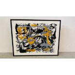 JOHN LEWIS JACKSON POLLOCK - YELLOW GREY, BLACK 1948 FRAMED PRINT (FRAMED L 116CM X H 90CM).