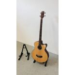 GEAR 4 MUSIC ELECTRIC ACOUSTIC GUITAR MODEL AB100NT ALONG WITH A CLEAN FOLDING STAND AND ONE OTHER