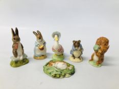 COLLECTION OF 6 X ROYAL ALBERT BEATRIX POTTER CABINET ORNAMENTS TO INCLUDE JEMIMA PUDDLEDUCK,