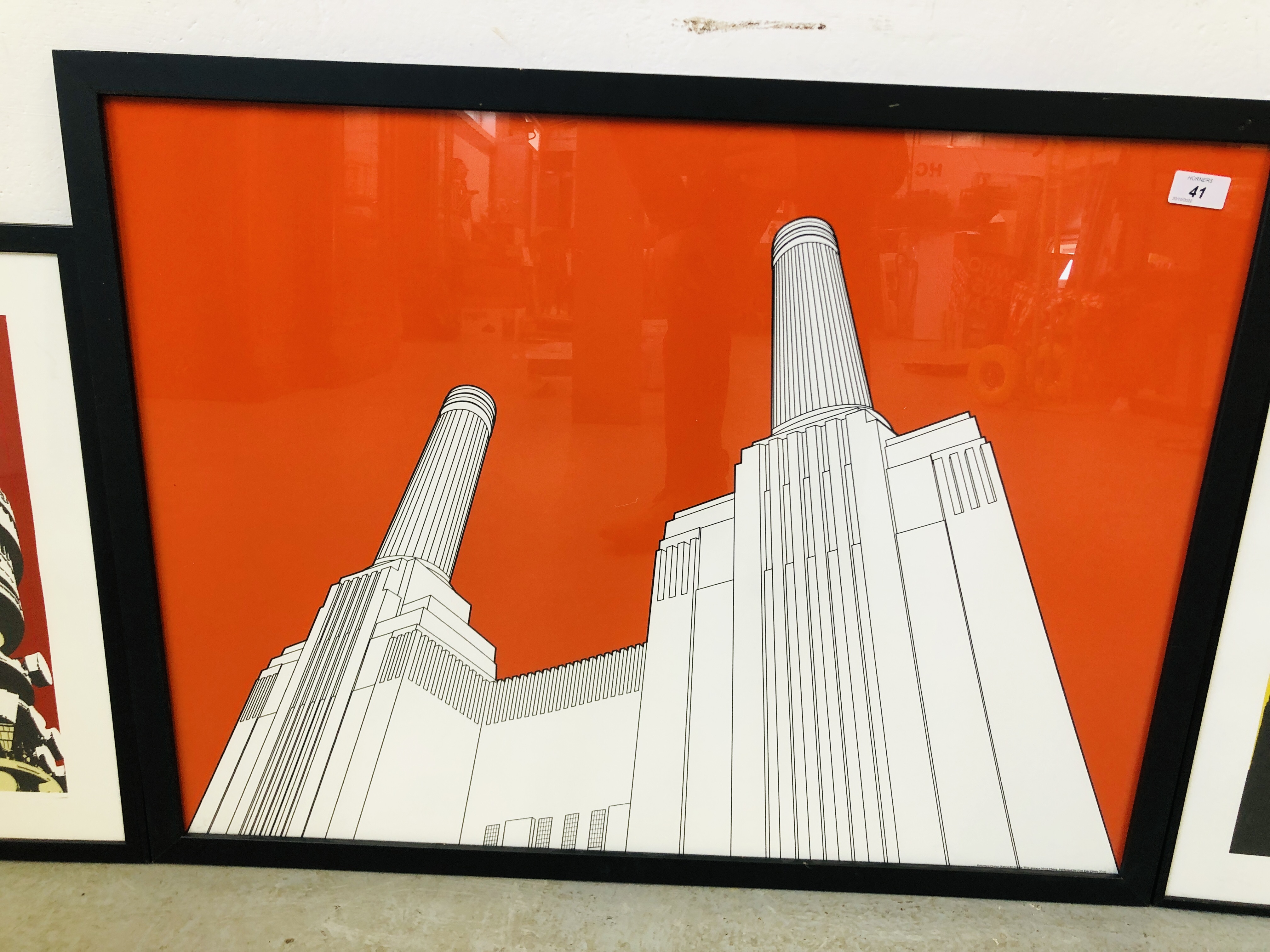 THREE MODERN FRAMED PRINTS IN THE JAYSON LILTEY STYLE TO INCLUDE BATTERSEA POWER STATION. - Image 3 of 4