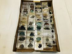 A COLLECTION OF APPROX 49 CRYSTAL AND MINERAL ROCK EXAMPLES TO INCLUDE RICHTERITE,