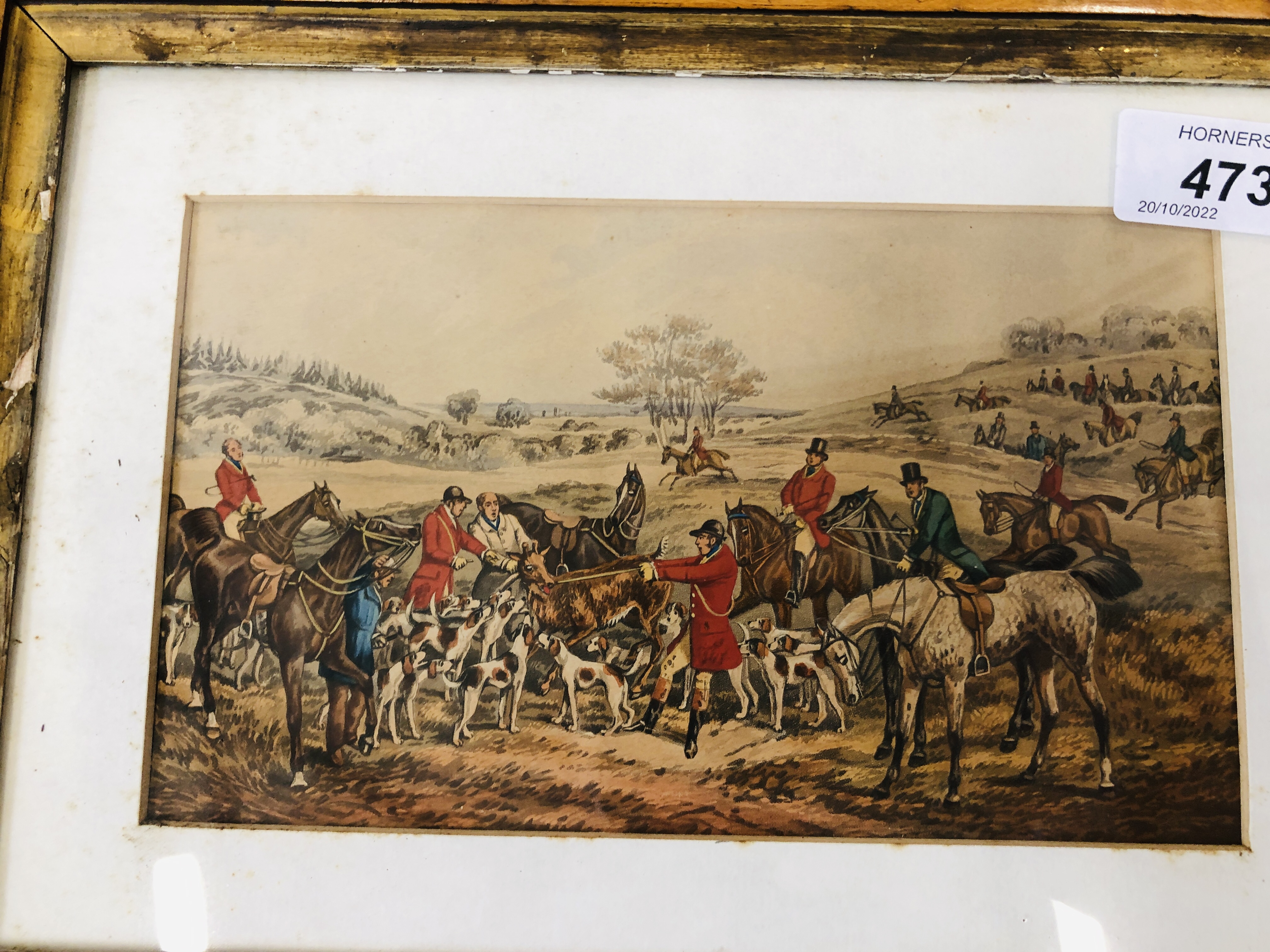 A PAIR OF C19th HUNTING PRINTS IN MAPLE FRAMES, 10. - Image 2 of 8