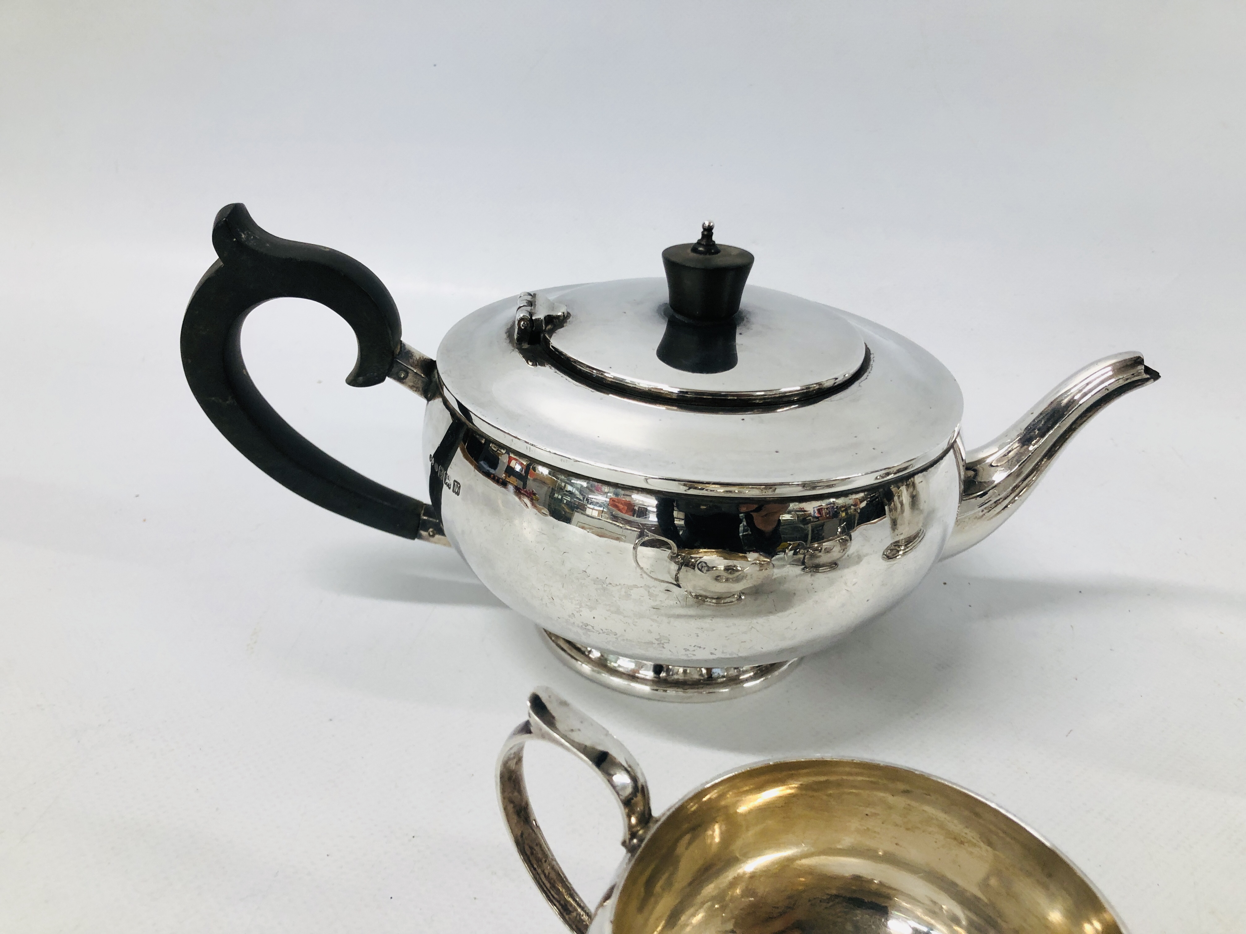 FOUR PIECE SILVER TEASET BIRMINGHAM 1945 MAKER G.B & Co (G.BRYAN & Co). - Image 4 of 7