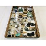 A COLLECTION OF APPROX 57 CRYSTAL AND MINERAL ROCK EXAMPLES TO INCLUDE TANZANIA,