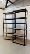 2 X SIX TIER METAL SHELVING UNITS.