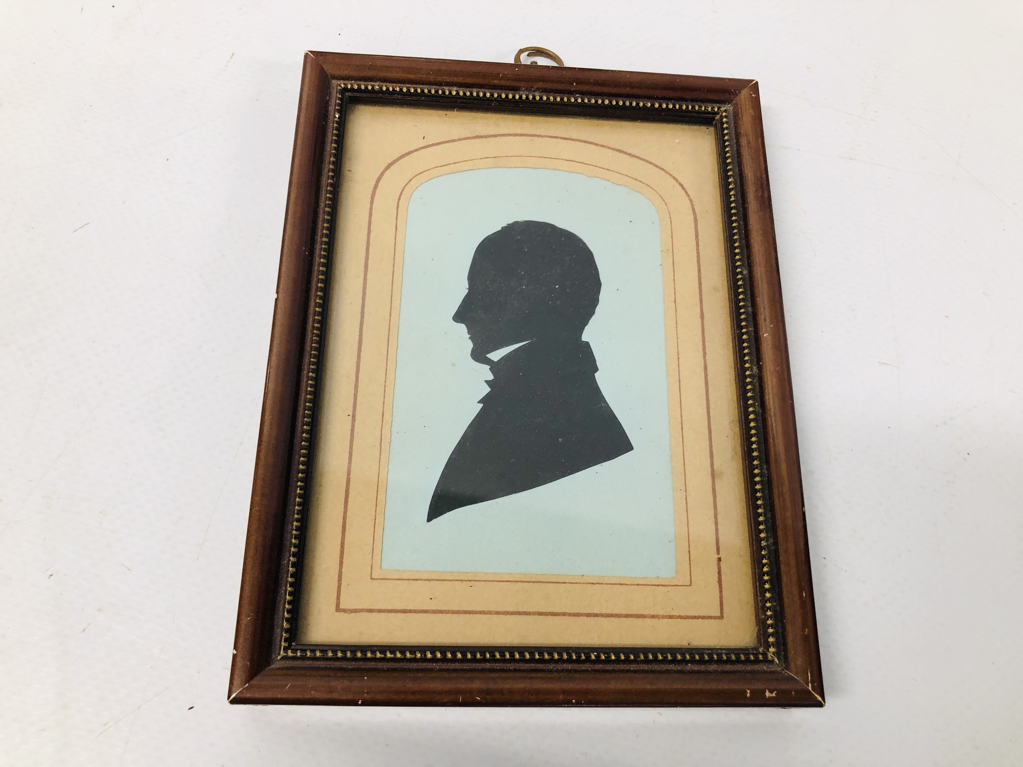 FOUR VINTAGE FRAMED SILHOUETTES TO INCLUDE A HANDCOLOURED IVORIAN EXAMPLE. - Image 3 of 6