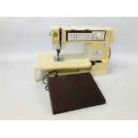 A HUSQVARNA CLASSICA SEWING MACHINE WITH FOOT PEDAL AND MANUAL - SOLD AS SEEN.