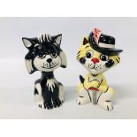 TWO CHARACTER CATS SIGNED BY LORNA BAILEY, H 13CM.