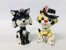 TWO CHARACTER CATS SIGNED BY LORNA BAILEY, H 13CM.